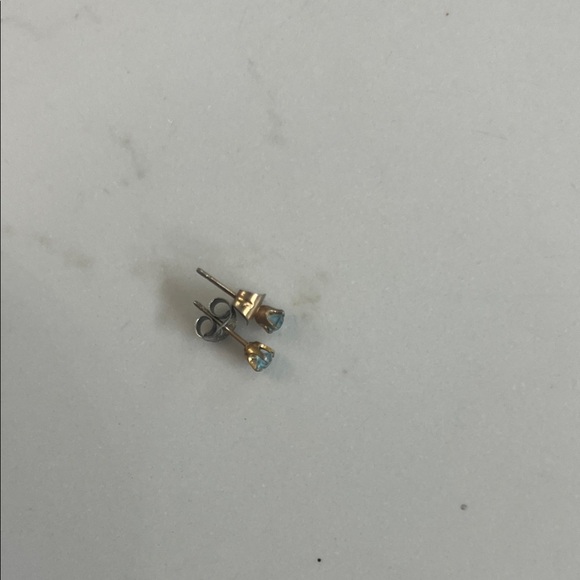 Elegant Gold and Blue Stone Earrings - Picture 2 of 4